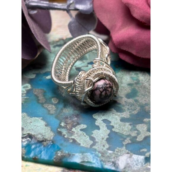 Artisan Rhodonite Ring Size 8 - Picture 2 of 10